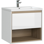 Тумба с раковиной Cersanit Louna 60х44 белый/дерево (64070, S-UM-COM60/1-w)