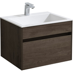 Тумба с раковиной Vincea Chiara 60х48 R.Oak, белая раковина (VMC-2C600RO VCB-13600W)