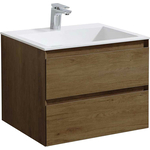 Тумба с раковиной Vincea Luka 60х48 T.Oak, белая раковина (VMC-2L600TO VCB-13600W)