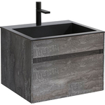 Тумба с раковиной Vincea Chiara 60х48 G.Stone, черная раковина (VMC-2C600GS, VCB-13600B)