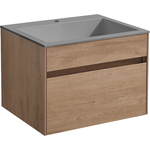 Тумба с раковиной Vincea Chiara 60х48 N.Oak, серая раковина (VMC-2C600NO, VCB-13600G)