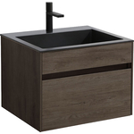 Тумба с раковиной Vincea Chiara 60х48 R.Oak, черная раковина (VMC-2C600RO, VCB-13600B)