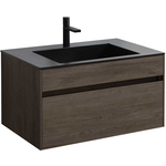 Тумба с раковиной Vincea Chiara 80х48 R.Oak, черная раковина (VMC-2C800RO, VCB-13800B)