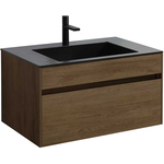 Тумба с раковиной Vincea Chiara 80х48 T.Oak, черная раковина (VMC-2C800TO, VCB-13800B)