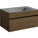 Тумба с раковиной Vincea Chiara 80х48 T.Oak, серая раковина (VMC-2C800TO, VCB-13800G)