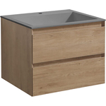 Тумба с раковиной Vincea Luka 60х48 N.Oak, серая раковина (VMC-2L600NO, VCB-13600G)