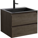 Тумба с раковиной Vincea Luka 60х48 R.Oak, черная раковина (VMC-2L600RO, VCB-13600B)