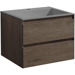 Тумба с раковиной Vincea Luka 60х48 R.Oak, серая раковина (VMC-2L600RO, VCB-13600G)