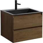 Тумба с раковиной Vincea Luka 60х48 T.Oak, черная раковина (VMC-2L600TO, VCB-13600B)