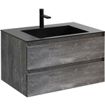 Тумба с раковиной Vincea Luka 80х48 G.Stone, черная раковина (VMC-2L800GS, VCB-13800B)