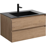 Тумба с раковиной Vincea Luka 80х48 N.Oak, черная раковина (VMC-2L800NO, VCB-13800B)