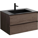 Тумба с раковиной Vincea Luka 80х48 R.Oak, черная раковина (VMC-2L800RO, VCB-13800B)