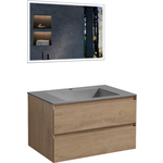 Мебель для ванной Vincea Luka 80х48 N.Oak, серая раковина