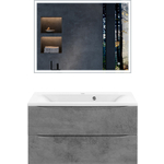Мебель для ванной Vincea Mia 90х45 Beton, белая раковина