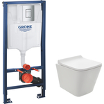 Комплект унитаза AQUAme Rimless c инсталляцией Grohe, сиденье микролифт (AQM2004, 38772001)