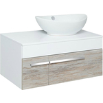 Тумба под раковину Runo Вудлайн 85х45 белый/дуб скандинавский (00-00001010)