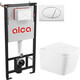 Комплект унитаза Selena Quadra с инсталляцией AlcaPlast, кнопка белая, сиденье микролифт (Q001WG/M70)