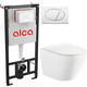 Комплект унитаза Selena Circulo с инсталляцией AlcaPlast, кнопка белая, сиденье микролифт (C001WG/M70)
