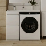 Тумба с раковиной Style line Даллас Люкс 38 (100L) напольная, под стиральную машину, белая эмаль (СС-00002346 + 2000949237435)