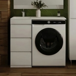 Тумба с раковиной Style line Даллас Люкс 38 (100L) три ящика, под стиральную машину, белая (АА00-000069 + 2000949237435)