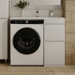 Тумба с раковиной Style line Даллас Люкс 38 (100R) напольная, под стиральную машину, белая (СС-00000514 + 2000949237459)