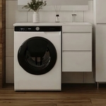 Тумба с раковиной Style line Даллас Люкс 38 (100R) подвесная, под стиральную машину, белая (СС-00000567 + 2000949237459)