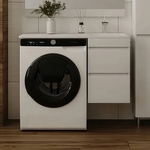 Тумба с раковиной Style line Даллас Люкс 38 (100R) подвесная, под стиральную машину, белая эмаль (СС-00002349 + 2000949237459)