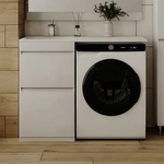 Тумба с раковиной Style line Даллас Люкс 48 (110L) напольная, под стиральную машину, белая (СС-00000438 + 2000949237404)