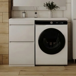 Тумба с раковиной Style line Даллас Люкс 48 (110L) напольная, под стиральную машину, белая эмаль (СС-00002347 + 2000949237404)