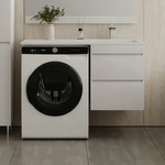 Тумба с раковиной Style line Даллас Люкс 48 (110R) подвесная, под стиральную машину, белая эмаль (СС-00002350 + 2000949237466)