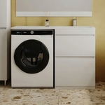 Тумба с раковиной Style line Даллас Люкс 58 (120R) напольная, под стиральную машину, белая эмаль (СС-00002338 + 2000949237428)