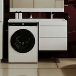 Тумба с раковиной Style line Даллас Люкс 58 (120R) подвесная, под стиральную машину, белая эмаль (СС-00002351 + 2000949237428)