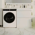 Тумба с раковиной Style line Даллас Люкс 68 (130R) напольная, под стиральную машину, белая (СС-00000557 + 2000949237473)