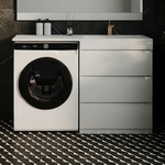 Тумба с раковиной Style line Даллас Люкс 68 (130R) три ящика, под стиральную машину, белая (СС-00000558 + 2000949237473)