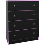 Комод МДК Black 4 ящика розовый (BL - КМ2Р)