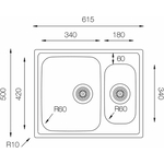 Кухонная мойка TopZero LT 615.500.15 нержавеющая сталь, полированная