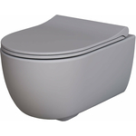 Унитаз подвесной безободковый Ambassador Abner с тонким сиденьем-микролифт, матовый серый (103T20301R, 102T20301S)