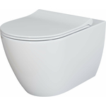 Унитаз подвесной безободковый Ambassador Queen с тонким сиденьем-микролифт, глянцевый белый (113T20001R, 112T20001S)