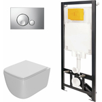 Комплект унитаза Point Меркурий с инсталляцией OLI, клавишей Globe хром, сиденье микролифт (886914GBOO+PN41831)