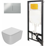 Комплект унитаза Point Меркурий с инсталляцией OLI, клавишей Slim хром, сиденье микролифт (886914SIOO+PN41831)