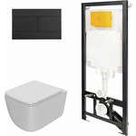 Комплект унитаза Point Меркурий с инсталляцией OLI, черной клавишей Slim, сиденье микролифт (886914SLO3+PN41831)