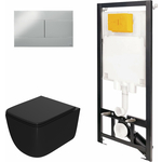 Комплект унитаза Point Меркурий с инсталляцией OLI, клавишей Slim хром, сиденье микролифт (886914SIOO+PN41831BM)