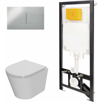 Комплект унитаза Point Виктория с инсталляцией OLI, клавишей Slim хром, сиденье микролифт (886914SIOO+PN41061)