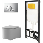 Комплект унитаза Point Веста с инсталляцией OLI, клавишей Globe хром, сиденье микролифт (886914GBOO+PN41701)