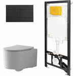 Комплект унитаза Point Веста с инсталляцией OLI, черной клавишей Slim, сиденье микролифт (886914SLO3+PN41701)