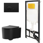 Комплект унитаза Point Веста с инсталляцией OLI, черной клавишей Globe, сиденье микролифт (886914GBO3+PN41701BM)