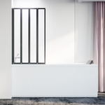 Шторка для ванны Veconi Palau 90x150 прозрачная, черная (PL74BL-90-01-19C4)