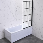 Шторка для ванны Veconi Palau 90x150 прозрачная, черная (PL77R-90-01-C6)