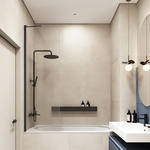 Шторка для ванны Veconi Palau 60x150 прозрачная, черная (PL84B-60-01-C7)
