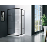 Душевой уголок Veconi Rovigo RV-09 90x90 прозрачный с рисунком, черный (RV09-90-01-C7)